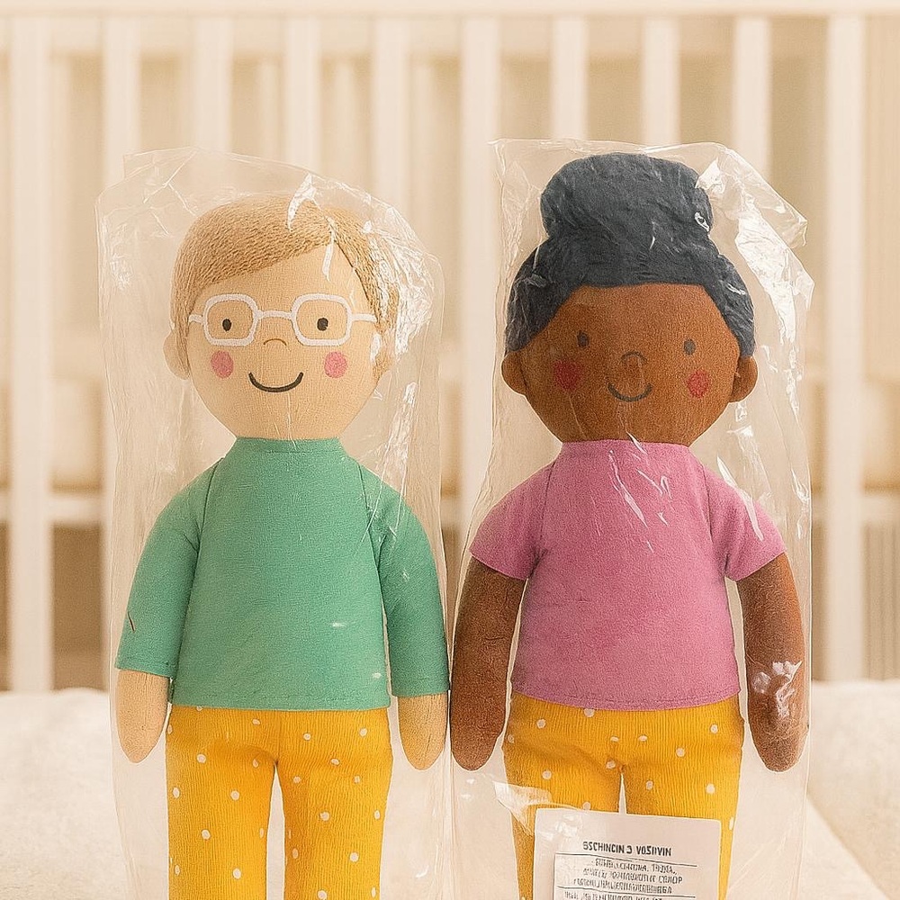 Pair of Cloth Dolls – Handmade Style Soft Plush Toys, Diverse Characters, 14”